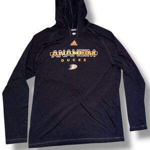 Adidas Anaheim Ducks Ultimate Tee Hoodie XL Black NHL Lightweight Pullover